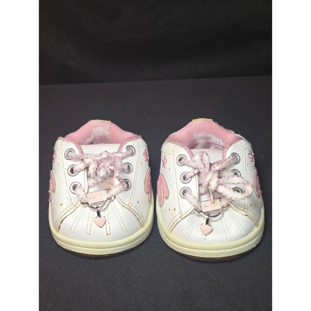 Skechers‎ Build a Bear Workshop White Pink Heart Flower Toddler Shoes